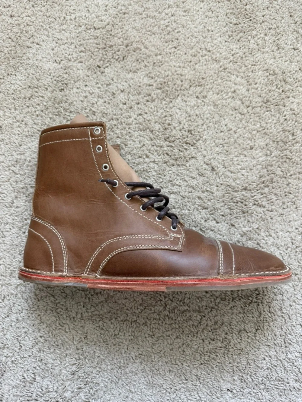 DaVinci Shoe Co Leather Boots Mens 11 1/2 Cap Toe Handmade in Mexico Brown